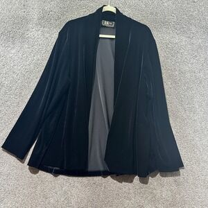 Vintage‎ R&K Evening Cardigan Sweater Women 22W Black Velvet Open Front USA Made